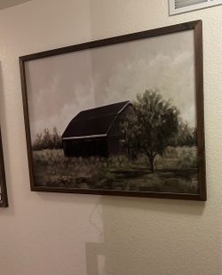 Framed Rustic Barn Landscape Wall Art