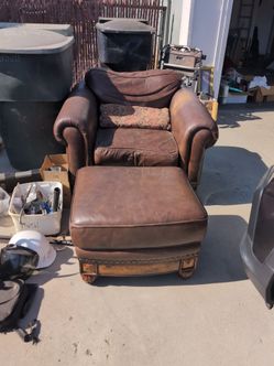 Nice leather chair and ottoman combo.