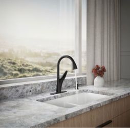 New Kohler Transitional Matte Black Pulldown Kitchen Faucet 1PREC26448-SD-BL-AA