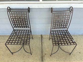 Wrought Iron Lattice Patio Chairs – Set of 2