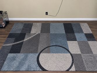 Large Area Rug Gray Blue Abstract Pattern