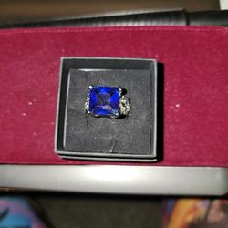 Size 10 Sapphire Stainless Steel Ring