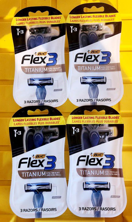(4) BIC Flex3 Disposable Razor Packages, 3-ct each