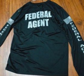 Halloween costumes Federal Agent Long Sleeve Black Shirt size XL