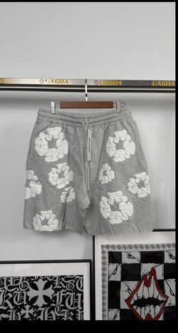 Grey Denim Tear Shorts 