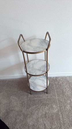 3-Tier Round Marble and Gold Metal Stand