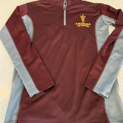 Arizona State Pullover Jacket Mens Small 1/4 Zip Maroon Knights Apparel Pockets ASU AZ University School Stretch Spandex Unisex Mens Women’s  