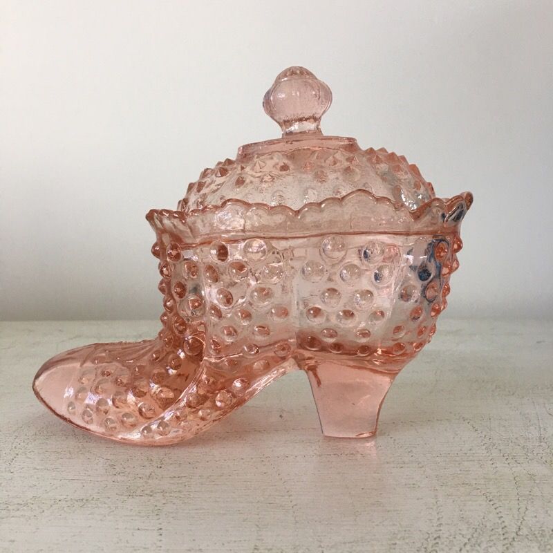 Pink Depression Glass Shoe