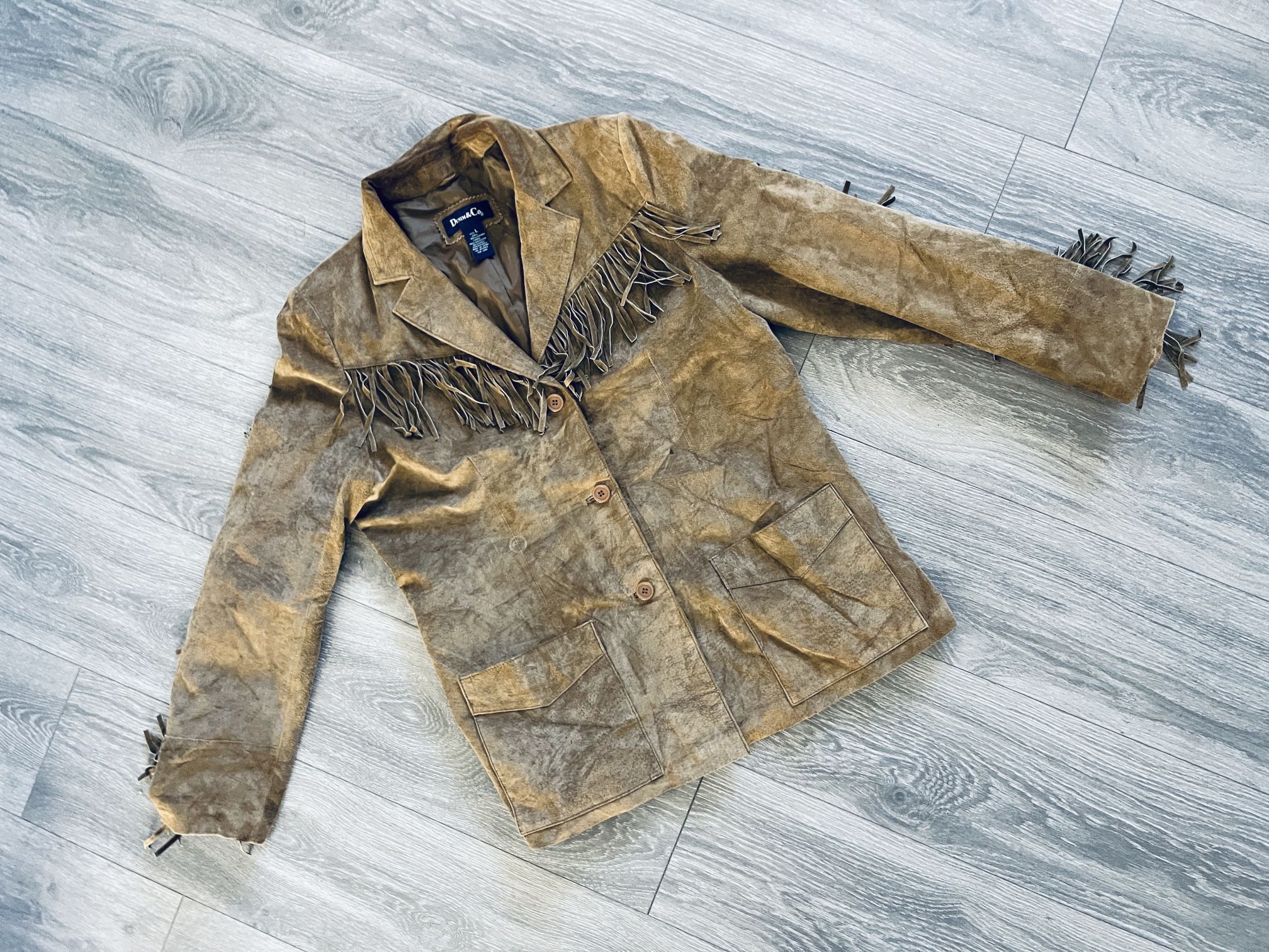 Vintage Denim and Co Suede fringe Blazer.