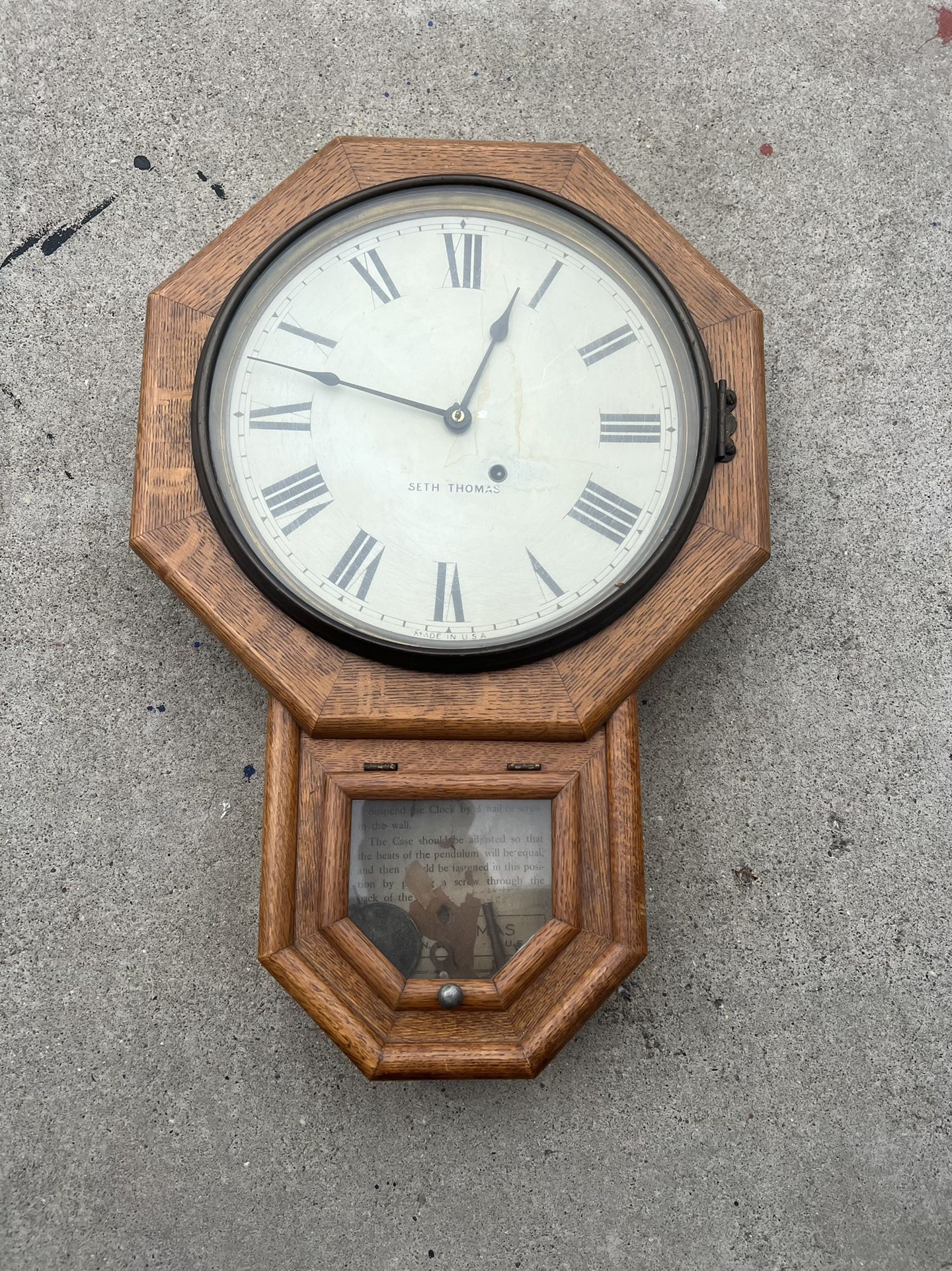 Large Antique Seth Thomas Wall Clock