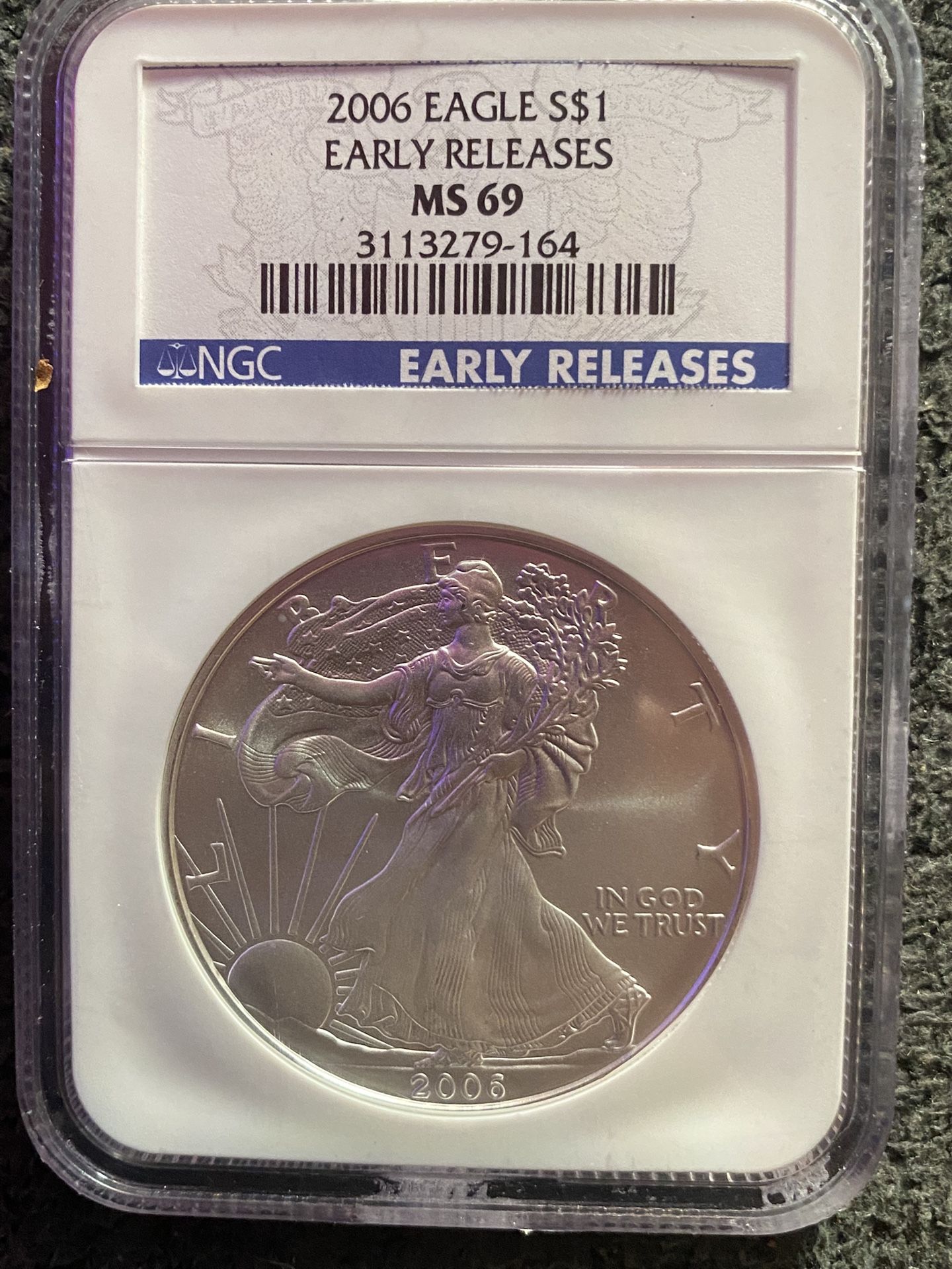 2006 $1 AMERICAN SILVER EAGLE NGC MS69 EARLY RELEASES BLUE LABEL