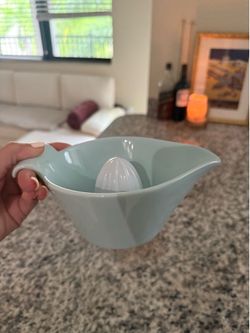 Creative Co-Op Countryside Stoneware Lemon Juicer (Aqua) – $10