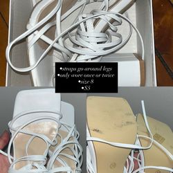 white heels with straps