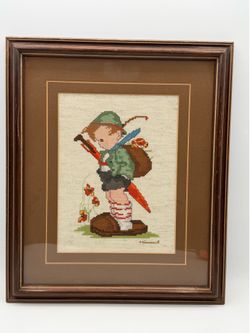 Vintage Framed Hummel Cross Stitch