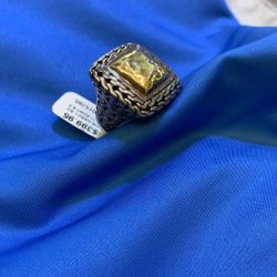 John Hardy Size 5 1/2  Silver/22K Gold Ring, NICE!