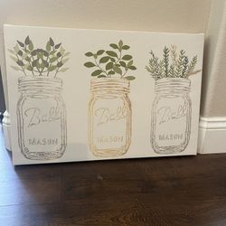 Mason jars And Plants Wall Art