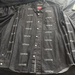 Supreme Denim Long Sleeve Button Up Sz M