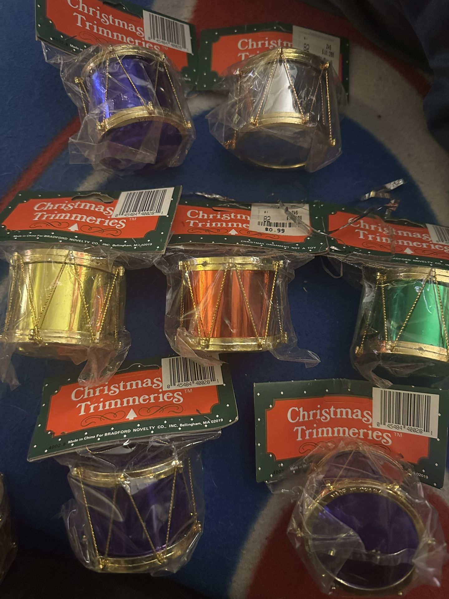 19 Trimmeries Drum Ornaments  -Set of colorful drum-shaped ornaments. 2” each approx 