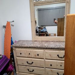 Dresser With Mirror And 1 Night Stand