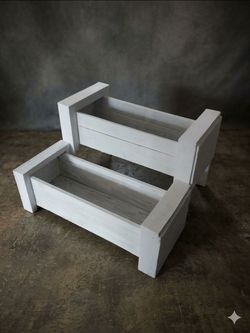 White Wood Two-Tier Display Stand