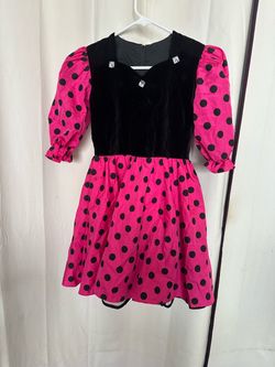 Young girls black and pink polka dot dress