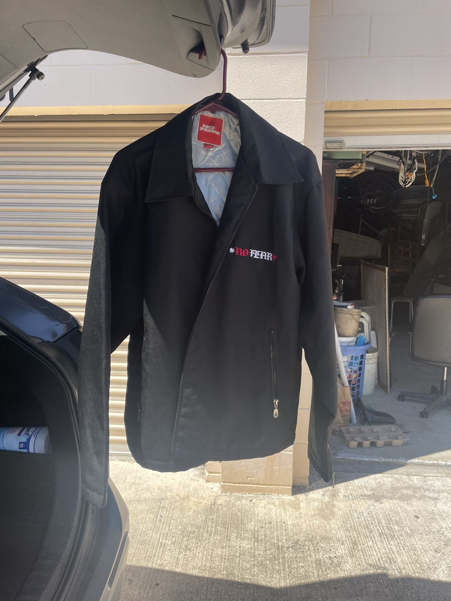 Vintage No Fear Y2K Jacket Men Medium Black Zip Up