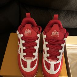 Red And White Louis Vuitton Skates 