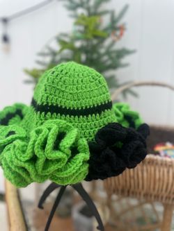 Green & Black Crochet Hat
