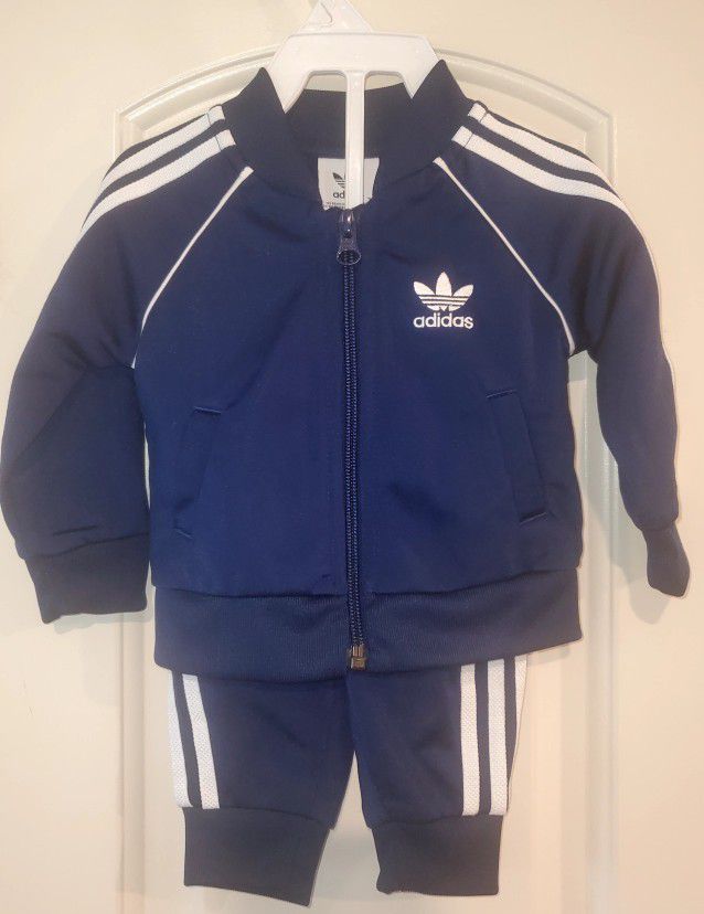 Adidas Infant Track Suit Blue Two Piece Athletic Style Size 3-Month's