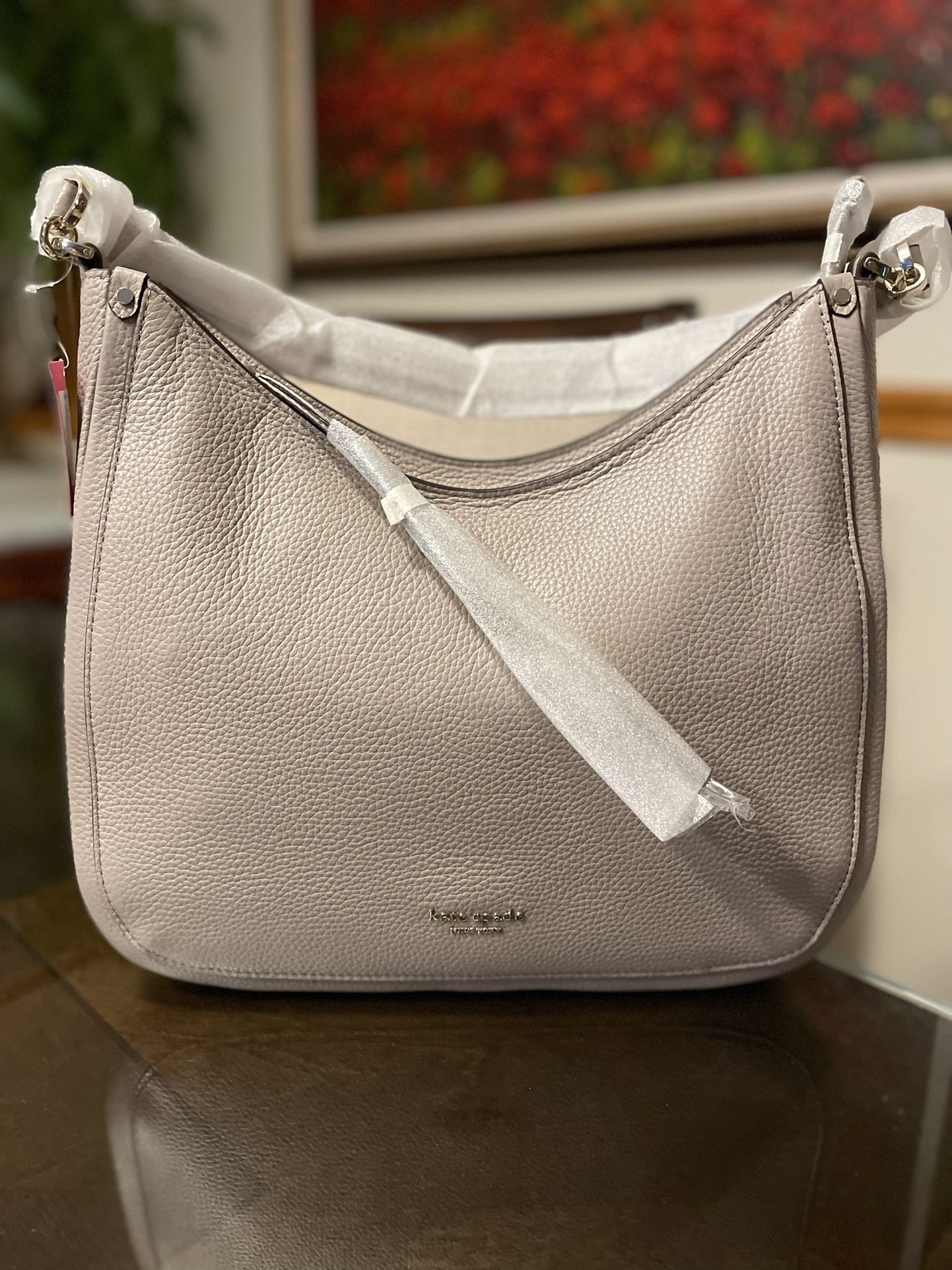 NEW-kate spade new york Warm Taupe Roulette Large Hobo Bag