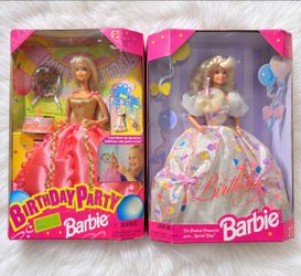 Barbie Birthday Party Dolls - Pink, White & Purple Celebration Gowns