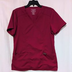 Cherokee Nursing Scrub Medical Uniform Woman's Maroon Short Sleeve Top Medium Maroon