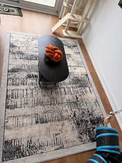 Abstract Area Rug Black and Beige