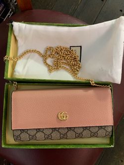 Pink and tan purse