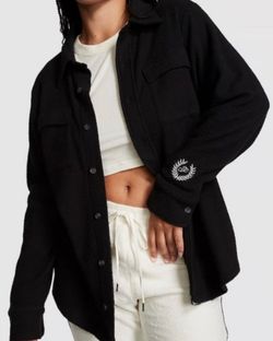 Victoria Secret Pink Black Oversized Button-Up Shacket