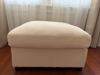 Cream Fabric Upholstered Ottoman