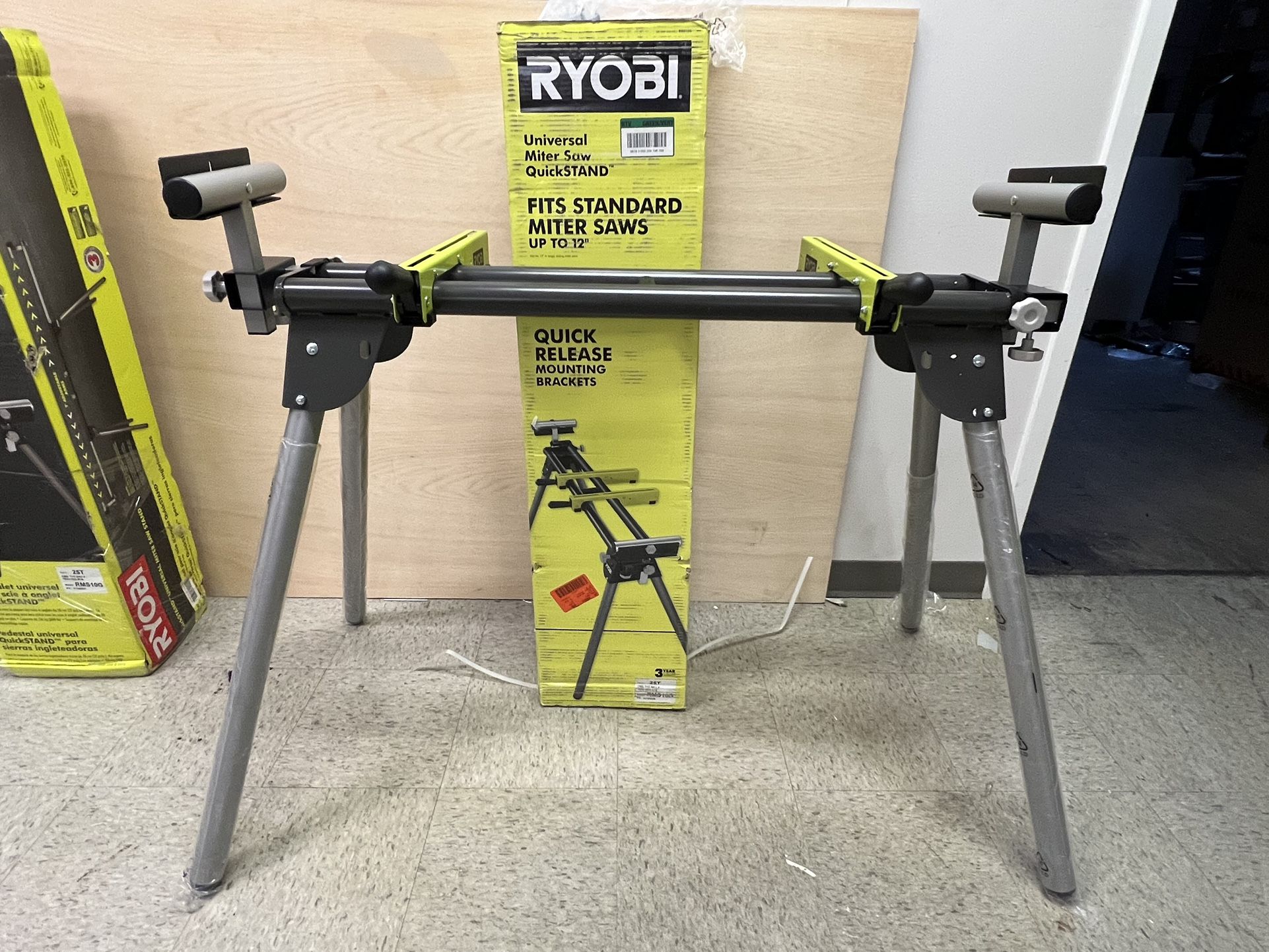 Stationary Foldable Miter Saw Stand with Tool-Less Height Adjustment