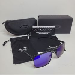 Oakley Holbrook Ti Titanium Sunglasses- Black Frame / Blue Lenses 