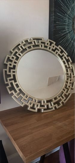 Large Gold Round Wall Mirror