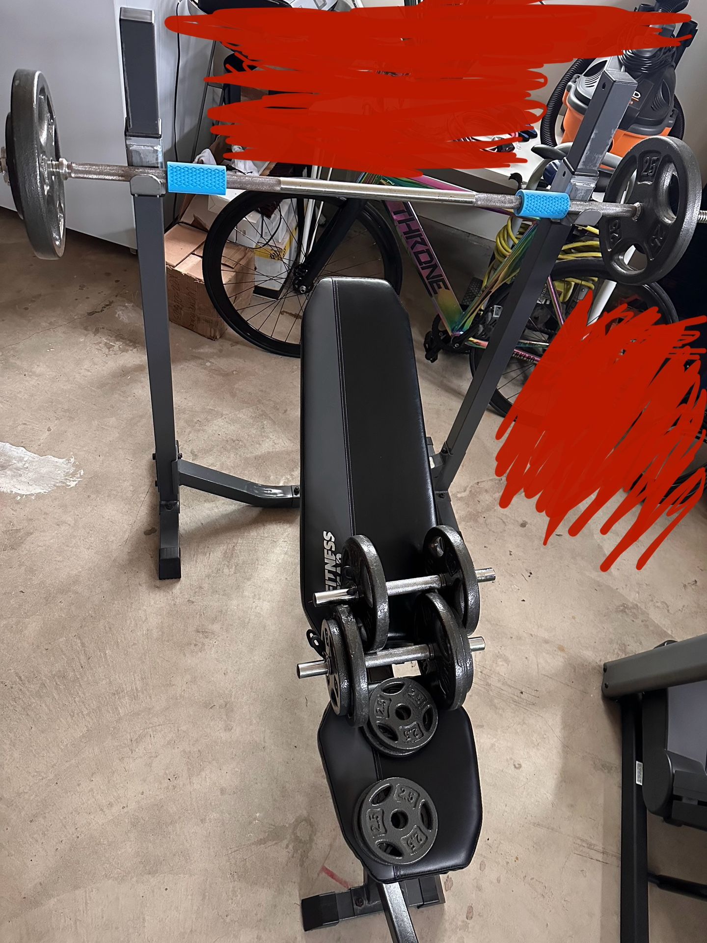 Fitness Gear Bench Set With Weights And Bar