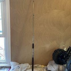 Vintage The Gliebe Co. Brooklyn New York Metal Boat 4’10” Fishing Pole/Rod Carved Wooden Handles