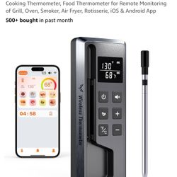 Meat Thermometer Digital Wireless, 800FT Long Range Bluetooth Cooking Thermometer, Food Thermometer for Remote Monitoring of Grill, Oven, Smoker, Air 