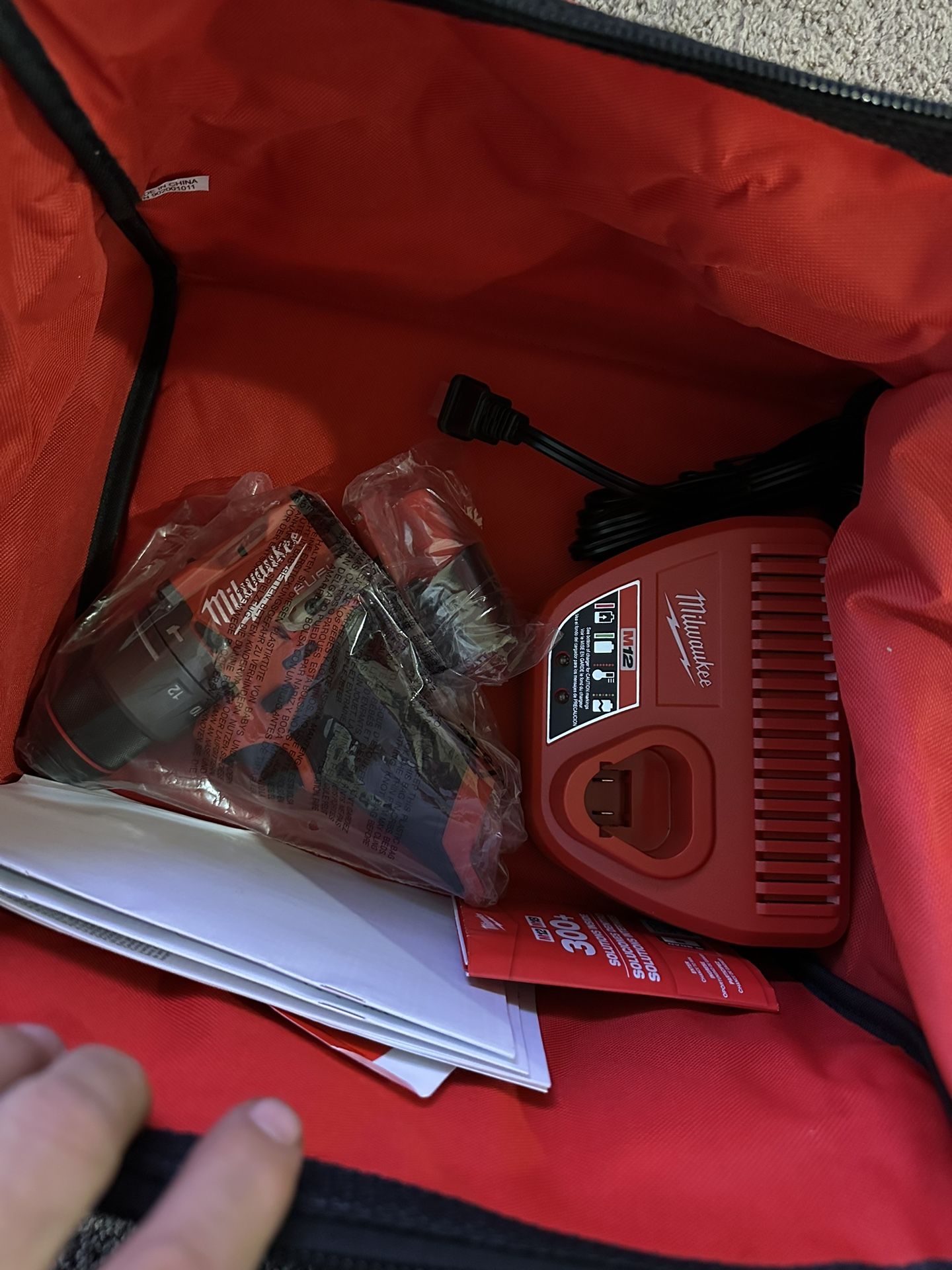 Brand New Milwaukee Hammer Drill Battery Charger And Contractors Bag