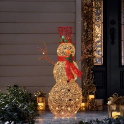 Champagne Gold PET Outdoor Lighted Christmas snowman, 4ft ,HD2539