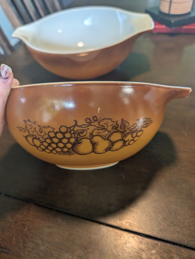 Vintage Old Orchard Pyrex Bowls Set of 2