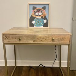 Small Desk Real Wood With Outlets