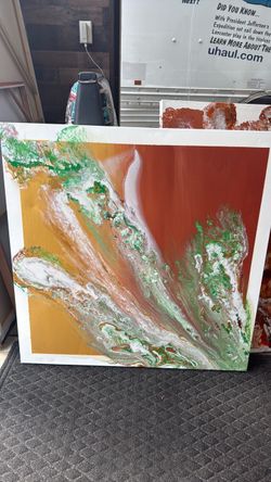 Large Abstract Fluid Art Canvas Painting