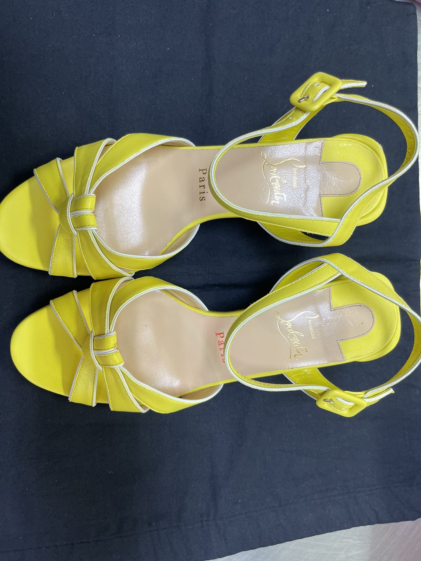 Christian Louboutin ANJALILI 55 Leather Block Heel Ankle Strap Sandal Shoes