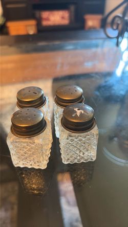 Vintage Glass Salt and Pepper Shakers Set of 4
