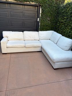 L-Shaped Sectional Sofa Cream Fabric